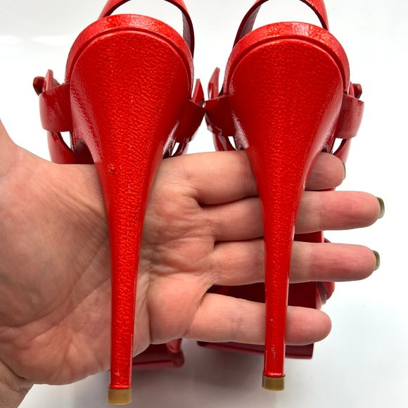 YSL Yves Saint Laurent Tribute Red Patent Sandals 37 - Picture 7 of 16